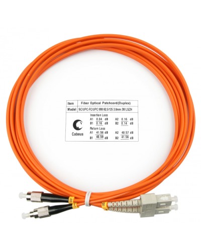 Шнур оптический duplex SC-FC 62,5/125 mm 3м LSZH Cabeus FOP-62-SC-FC-3m в Орле Патч-корды оптические Pintop.ru