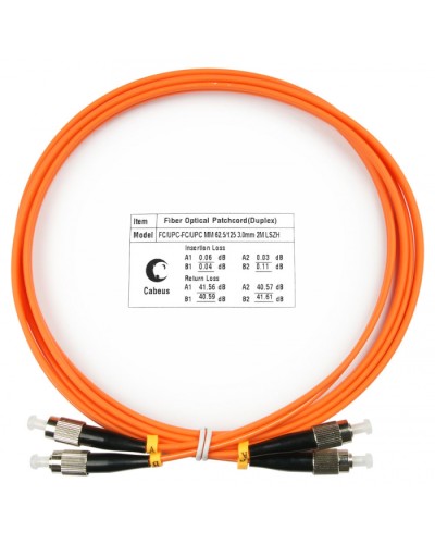 Шнур оптический duplex FC-FC 62,5/125 mm 2м LSZH Cabeus FOP-62-FC-FC-2m в Орле Патч-корды оптические Pintop.ru