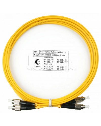 Шнур оптический duplex FC-FC 9/125 sm 3м LSZH Cabeus FOP(d)-9-FC-FC-3m в Орле Патч-корды оптические Pintop.ru