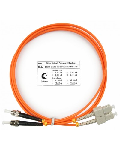 Шнур оптический duplex SC-ST 62,5/125 mm 1,5м LSZH Cabeus FOP-62-SC-ST-1,5m в Орле Патч-корды оптические Pintop.ru