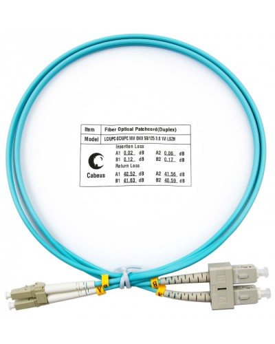 Шнур оптический duplex LC-SC 50/125 MM OM3 1 м LSZH Cabeus FOP-50-LC-SC-1M в Орле Патч-корды оптические Pintop.ru