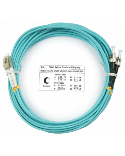 Шнур оптический duplex LC-ST 50/125 mm OM3 5м LSZH Cabeus FOP-50-LC-ST-5m в Орле Патч-корды и пигтейлы Pintop.ru