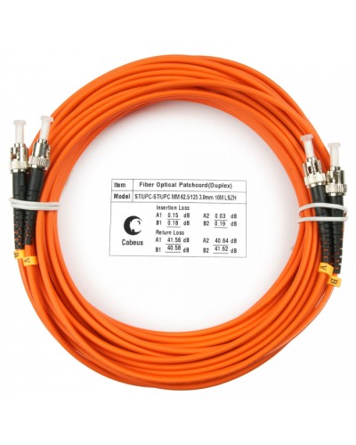 Шнур оптический duplex ST-ST 62,5/125 mm 10м LSZH Cabeus FOP-62-ST-ST-10m в Орле Патч-корды оптические Pintop.ru