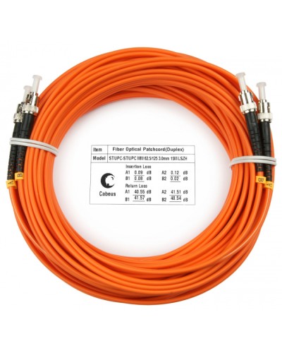 Шнур оптический duplex ST-ST 62,5/125 mm 20м LSZH Cabeus FOP-62-ST-ST-20m в Орле Патч-корды оптические Pintop.ru