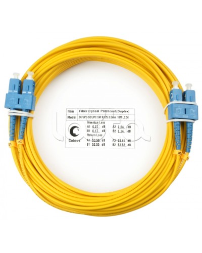 Шнур оптический duplex SC-SC 9/125 SM 25 м LSZH Cabeus FOP(d)-9-SC-SC-25M в Орле Патч-корды оптические Pintop.ru