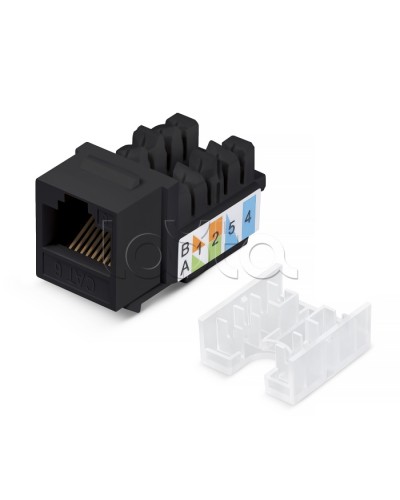 Вставка Keystone Jack RJ-45, категория 5e, заделка тип 110, черная, со стяжкой Cabeus KJ-RJ45-Cat.5e-90-SW-BK в Орле Модули Keystone Pintop.ru
