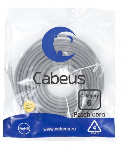 Патч-корд медный U/UTP кат.6 (20м) LSZH (серый) Cabeus (PC-UTP-RJ45-Cat.6-20m-LSZH) в Орле Патчкорды (медные) Pintop.ru