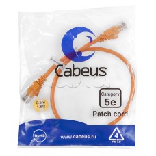 Патч-корд медный U/UTP категория 5е (0,5м) LSZH (оранжевый) Cabeus (PC-UTP-RJ45-Cat.5e-0.5m-OR-LSZH)