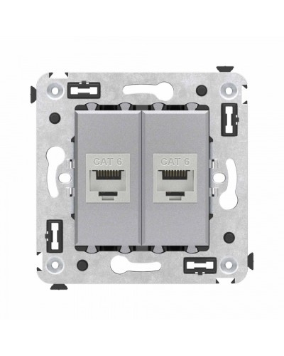 Компьютерная розетка RJ-45 в стену, кат.6 двойная экранированная, Avanti, Закаленная сталь DKC (4404794) в Орле Розетки компьютерные и телефонные Pintop.ru