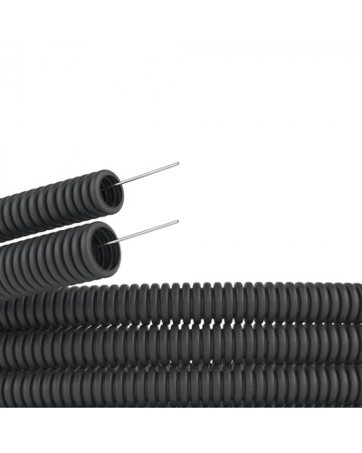 Труба ПВХ гибкая гофрированная. д.20мм, лёгкая с протяжкой, цвет черный (100 м) DKC (91920B) в Орле Труба гофрированная Pintop.ru