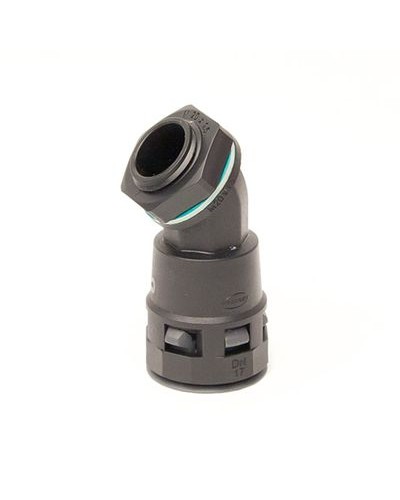 Монтажный комплект муфта 45 грд. труба-коробка DN 12 мм, М16х1,5, полиамид, цвет черный DKC PACL12M16N в Орле Повороты, муфты, тройники Pintop.ru