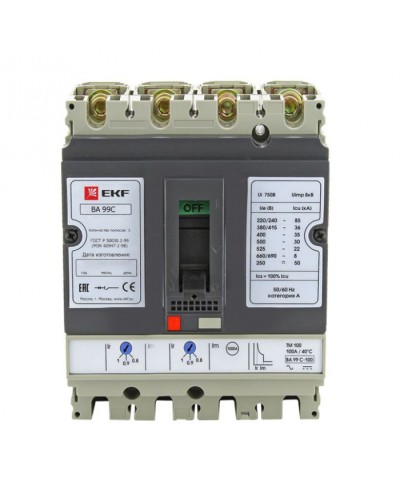 Выключатель автоматический ВА-99C (Compact NS) 100/ 16А 3P+N 36кА EKF PROxima (mccb99C-100-16+N) в Орле Электротехническое оборудование Pintop.ru