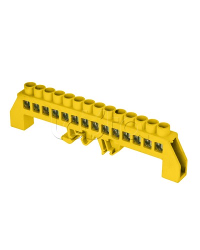 Шина 0 РЕ (8х12мм) 14 отверстий латунь желтый нейлоновый корпус комбинированный EKF PROxima (sn0-125-14-dpe) в Орле Аксессуары для стоек и шкафов Pintop.ru