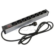 Блок розеток для 19" шкафов, горизонтальный Hyperline (SHZ19-8SH-S-2.5EU)