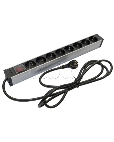 Блок розеток для 19 шкафов, горизонтальный Hyperline (SHZ19-8SH-S-2.5EU) в Орле Блоки розеток Pintop.ru