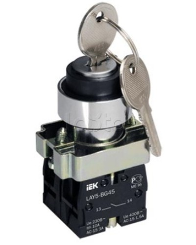 Переключатель LAY5-BG45 на 2 положения с ключом без фиксации IEK BSW80-BG-2-K02 в Орле Аксессуары для стоек и шкафов Pintop.ru