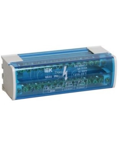 Шина «N» нулевая на DIN-рейку в корпусе 2Х15 групп IEK YND10-2-15-125 в Орле Аксессуары для стоек и шкафов Pintop.ru