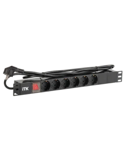 ITK PDU 6 розеток DIN49440 с LED выключателем 1U шнур 2м вилка DIN49441 (PH12-6D1-P) в Орле Блоки розеток Pintop.ru