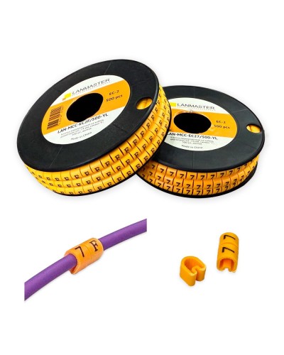 Клипса маркировочная на кабель диаметром 3.6–7.4 мм, символ A, 500 шт., желтая LANMASTER LAN-MCC-EC2A/500-YL в Орле Аксессуары для стоек и шкафов Pintop.ru