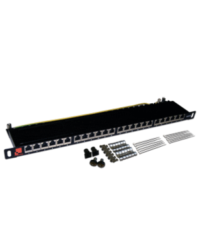 Патч-панель 19, 24 порта RJ-45, категория 5e, STP, 0.5U, компактная LANMASTER LAN-PPC24S5E в Орле Патч панель Pintop.ru
