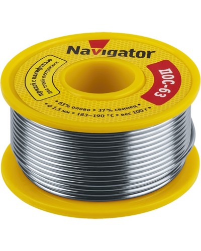 Припой Navigator 93 777 NEM-Pos05-63K-1-K100 (ПОС-63, катушка, 1 мм, 100 гр) в Орле Аксессуары для кабель-канала Pintop.ru
