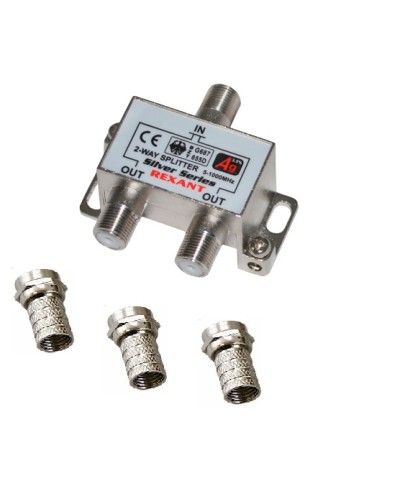 Делитель телевизионный ТВх2 + 3шт. F BOX 5-1000 МГц Silver (10шт/уп) REXANT 05-6101 в Орле Системы видеонаблюдения Pintop.ru
