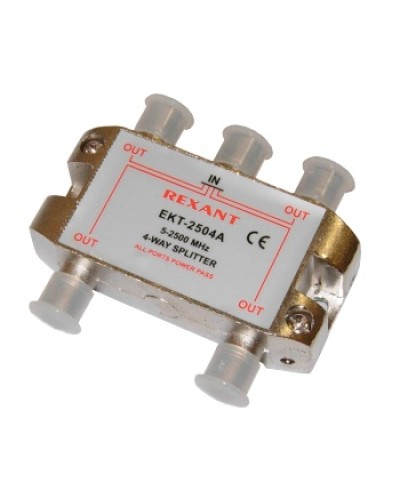 Делитель телевизионный ТВх4 под F разъём 5-2500 МГц СПУТНИК (10шт/уп) REXANT 05-6203 в Орле Системы видеонаблюдения Pintop.ru