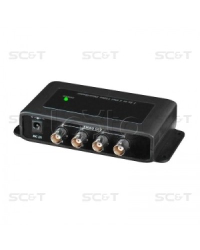 Усилитель-разветвитель видеосигнала HDCVI / TVI / AHD (1вх./4вых.) SC&T CD104HD в Орле Видеоусилители, Модуляторы, Делители Pintop.ru
