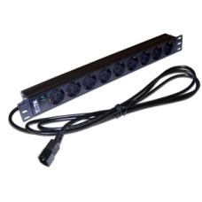 Блок розеток 19" 9 шт. без выключателя, 10A 250V, шнур питания с вилкой C14, 3.0 м TWT TWT-PDU19-10A9P4-3.0