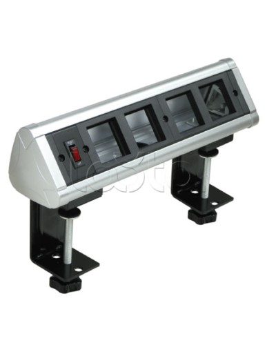 Блок настольный с выключателем нагрузки на 4 модуля (45х45мм) на струбцинах (алюминий) Экопласт 70314 в Орле Аксессуары для кабель-канала Pintop.ru