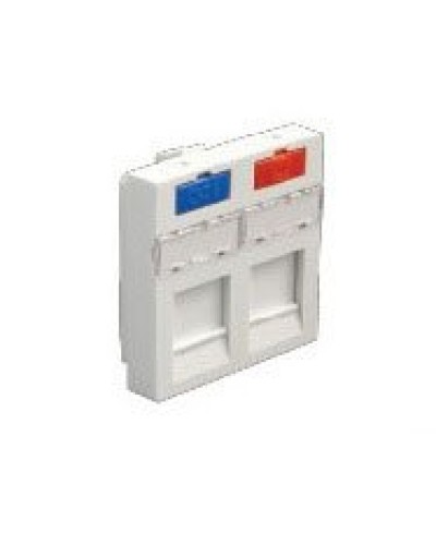 Лицевая панель (накладка) информационной розетки, 45х45 мм, 2 входа Экопласт (87002) в Орле Розетки компьютерные и телефонные Pintop.ru