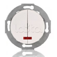 Выключатель двухклавишный Экопласт (схема 5L) с индикатором 10 A, 250 B (белый) Vintage