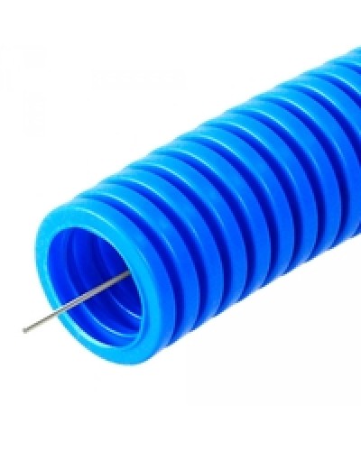 Труба гофрированная ПП тяжёлая 750 Н не распространяющая горение с/з синяя д32 (25м/1375м/ уп/пал) Промрукав PR02.0082 в Орле Труба гофрированная Pintop.ru
