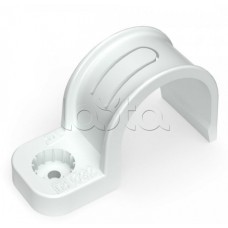 Крепеж-скоба пластиковая односторонняя для прямого монтажа белая в п/э д32 Промрукав (PR13.0379)