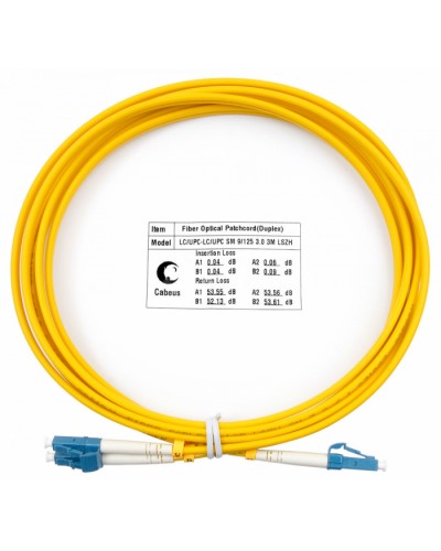 Шнур оптический duplex LC-LC 9/125 sm 3м LSZH Cabeus FOP(d)-9-LC-LC-3m в Орле Патч-корды оптические Pintop.ru