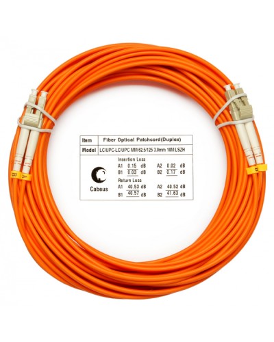 Шнур оптический duplex LC-LC 62,5/125 mm 25м LSZH Cabeus FOP-62-LC-LC-25m в Орле Патч-корды оптические Pintop.ru