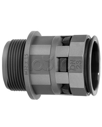 Муфта труба-коробка DN 17 мм, М25х1,5, полиамид, цвет черный DKC PAM17M25N в Орле Повороты, муфты, тройники Pintop.ru