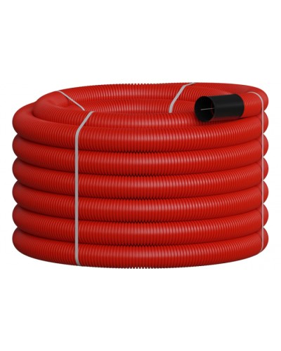 NR090 Двустенная труб.а ПНД гибкая, тип 450, SN12, с зондом, D90мм (20м) цвет красный Экопласт 801090-20 в Орле Гладкая труба Pintop.ru