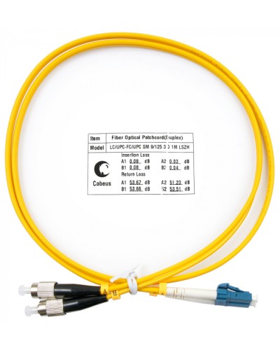 Шнур оптический duplex LC-FC 9/125 SM 1 м LSZH Cabeus FOP(d)-9-LC-FC-1M в Орле Патч-корды оптические Pintop.ru