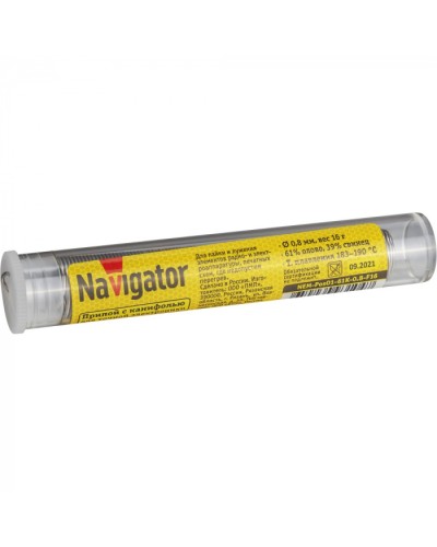 Припой Navigator 93 104 NEM-Pos01-61K-0.8-F16 (ПОС-61, колба, 0.8 мм, 16 гр) в Орле Аксессуары для кабель-канала Pintop.ru