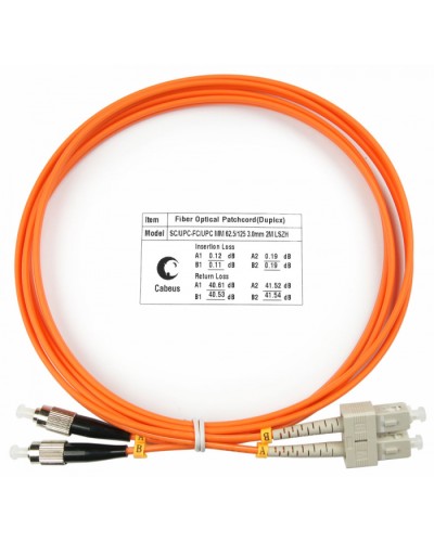 Шнур оптический duplex SC-FC 62,5/125 mm 1,5м LSZH Cabeus FOP-62-SC-FC-1,5m в Орле Патч-корды оптические Pintop.ru