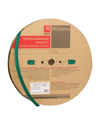 Термоусаживаемая трубка ТУТ нг 2/1 зелёная рулон EKF PROxima (tut-2-j) в Орле Аксессуары для кабель-канала Pintop.ru