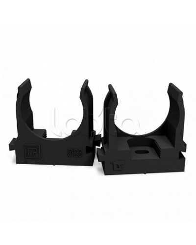 Крепеж-клипса для труб атмосферостойкая для монтажного пистолета черная в п/э d25 мм (100шт/700шт уп/кор) Промрукав (PR13.0407) в Орле Держатели, клипсы, скобы Pintop.ru