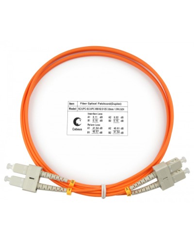 Шнур оптический duplex SC-SC 62,5/125 mm 1,5м LSZH Cabeus FOP-62-SC-SC-1,5m в Орле Патч-корды оптические Pintop.ru