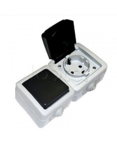 Экопласт EF602G Розетка двойная с з/к. 16A (сер.) в Орле Розетки компьютерные и телефонные Pintop.ru