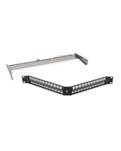 Угловая модульная патч-панель 19, 48 портов, 1U Cabeus (PLBHD-48-CON-SH) в Орле Патч панель Pintop.ru