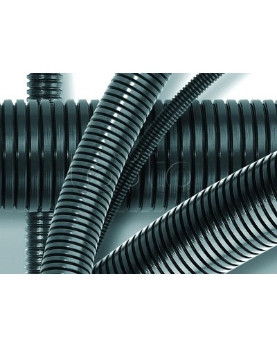 Труба ПА 6 гофр. DN48мм, ПВ-0, Dвн 47,4 мм, Dнар 54,5 мм, цвет тёмно-серый, без протяжки DKC PA604855F0 в Орле Гладкая труба Pintop.ru