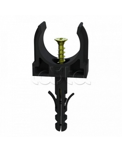 Крепеж-клипса с дюбелем и саморезом черная д32 (25шт/500шт уп/кор) Промрукав (PR13.0222) в Орле Держатели, клипсы, скобы Pintop.ru