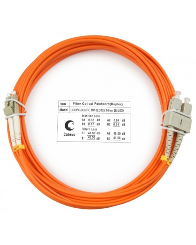 Шнур оптический duplex LC-SC 62,5/125 mm 5м LSZH Cabeus FOP-62-LC-SC-5m в Орле Патч-корды оптические Pintop.ru