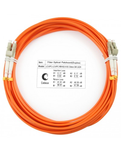 Шнур оптический duplex LC-LC 62,5/125 mm 5м LSZH Cabeus FOP-62-LC-LC-5m в Орле Патч-корды оптические Pintop.ru